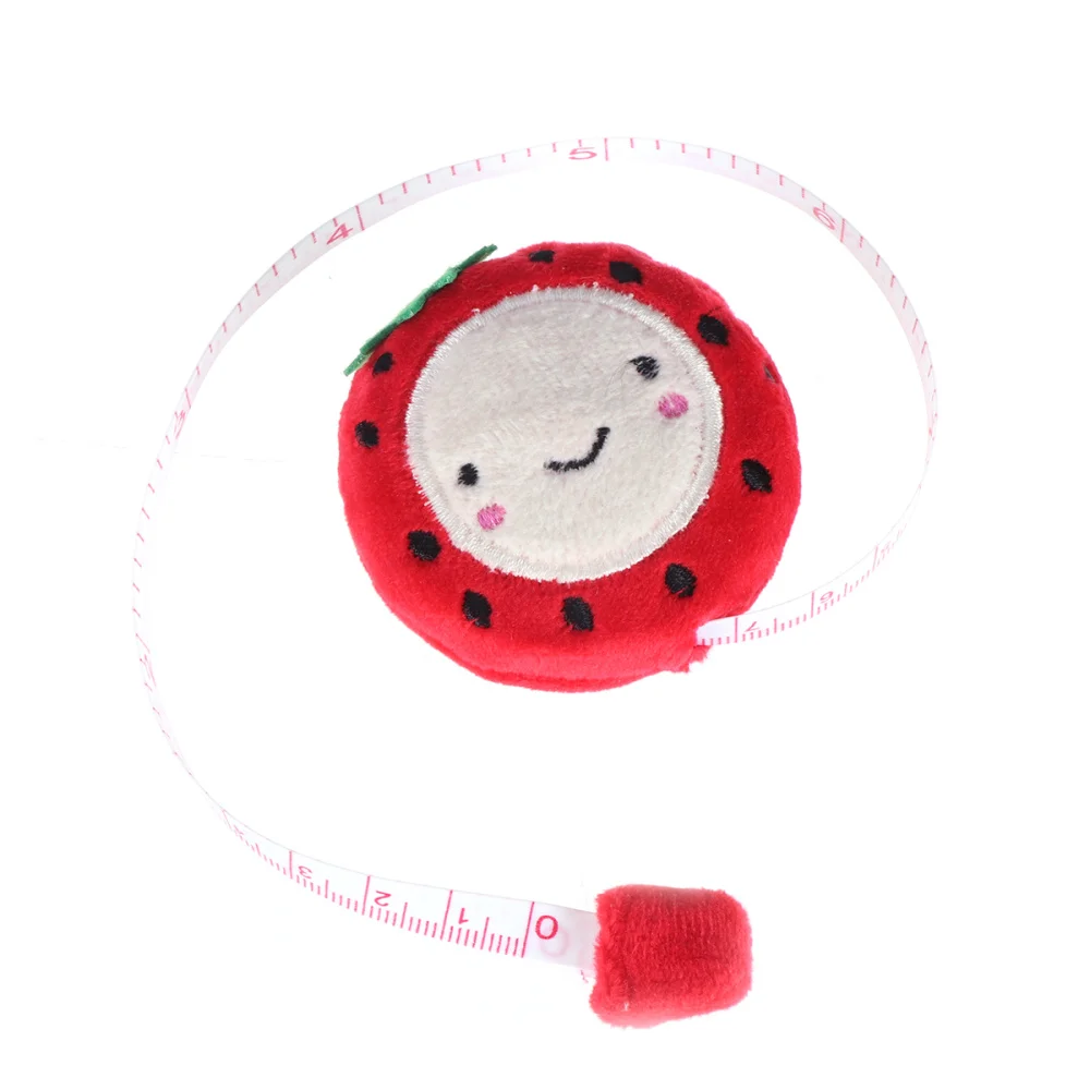 

4pcs 1.5m Cartoon Plush Tape Measure Retractable Ruler Portable Tapeline Sewing Tool (Brown+Pink+Red+Green)