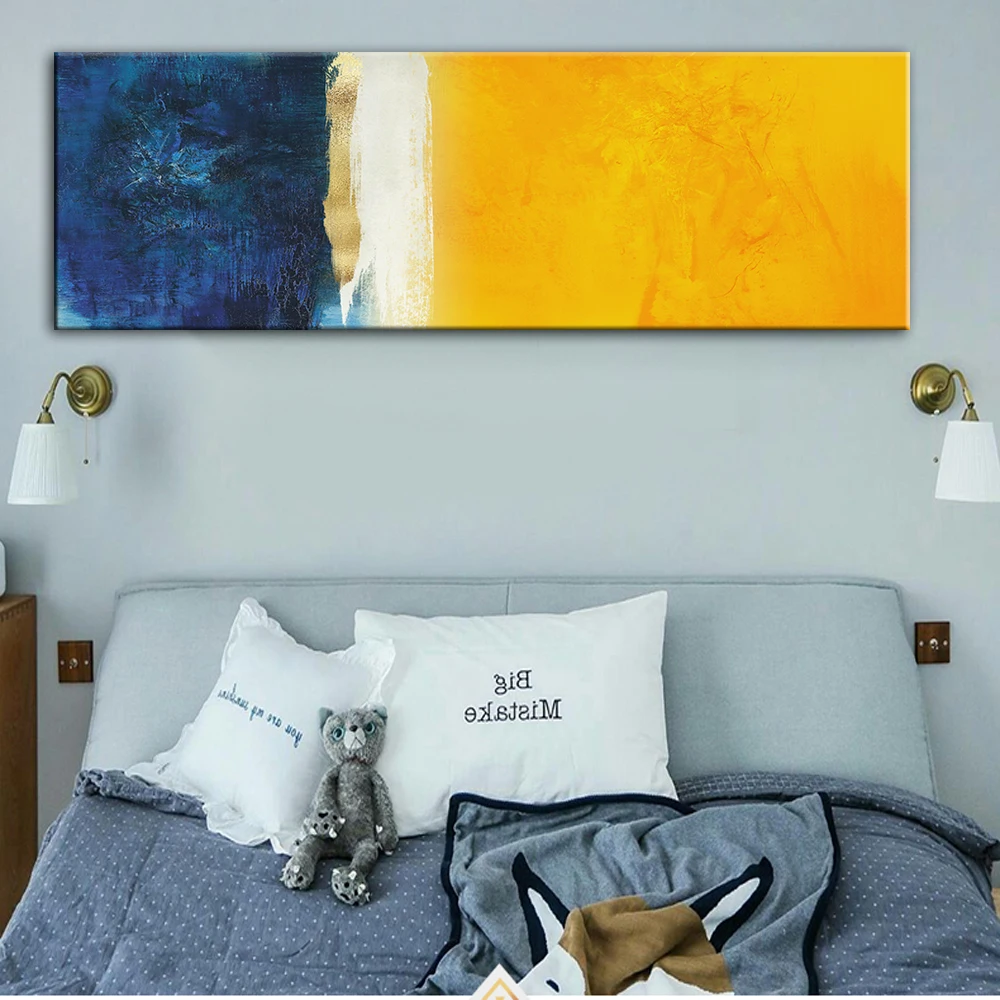 Абстрактный холст искусство картины и принты синие Желтые цвета граффити для