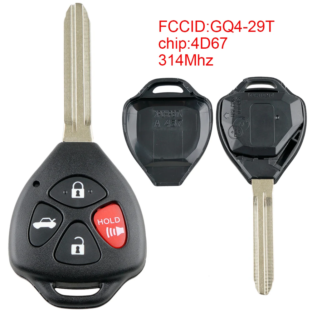 Дистанционный Автомобильный ключ 314 МГц 4 кнопки без ключа с 4D67 чип GQ4-29T подходит