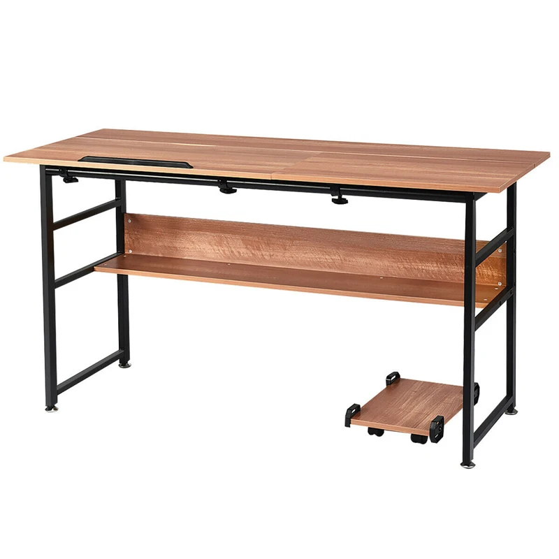

55in Tiltable Drafting Drawing Table Adjusted From 0 to 90 Premium Engineered Wood Office Computer Desk Free CPU Stand