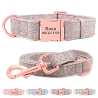 personalized dog collar and leash set free engraved pet dog id tag nameplate collars for small medium large dogs collar