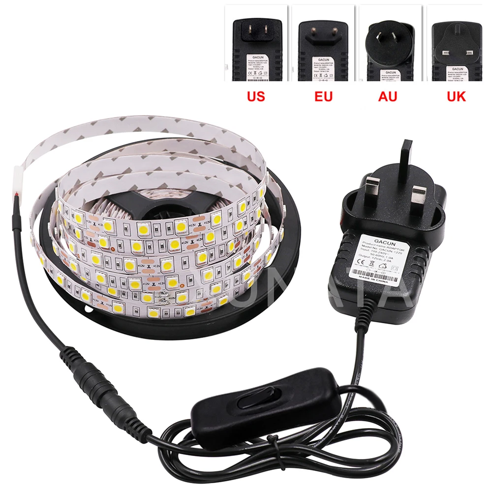Водонепроницаемая гибкая светодиодная лента 12 В постоянного тока с вилкой для