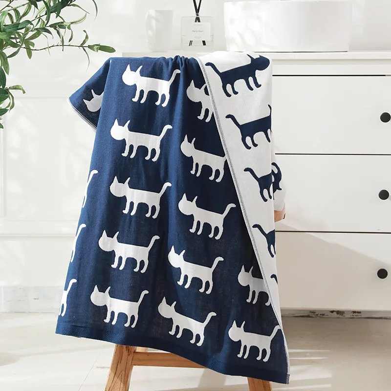 Новое газовое трехслойное хлопковое банное полотенце с принтом мультяшного