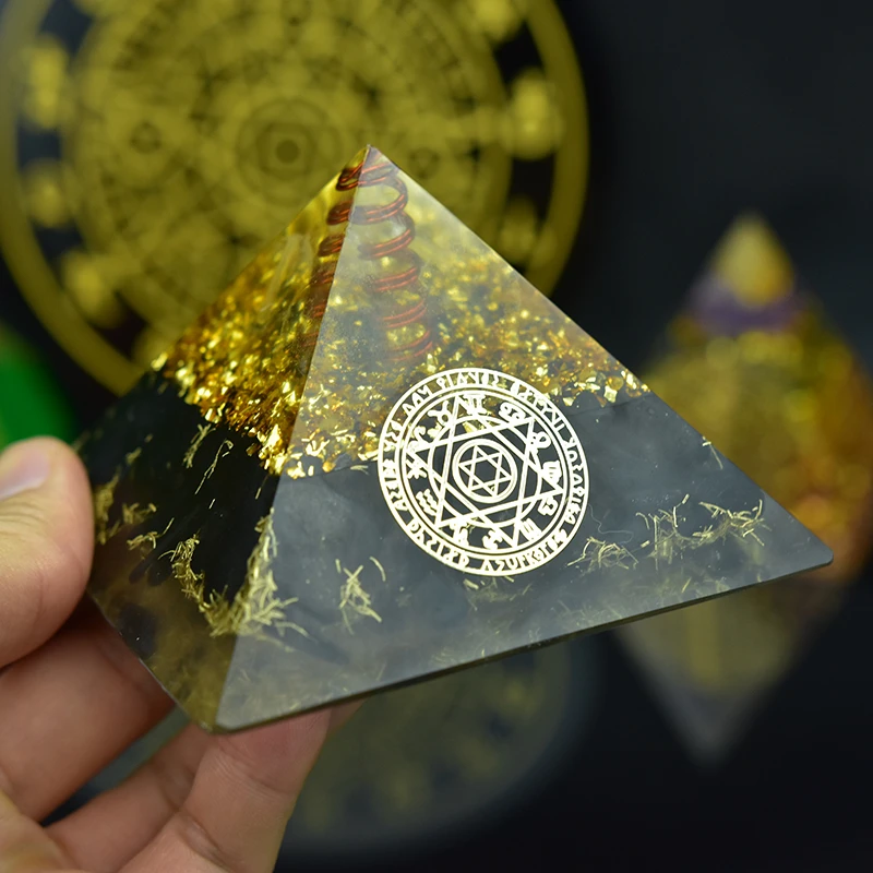 New Natural Crystal Point Orgonite Reiki Tourmaline Orgone Pyramid Energy Generator Meditation Yoga  Balancing Positive Energy