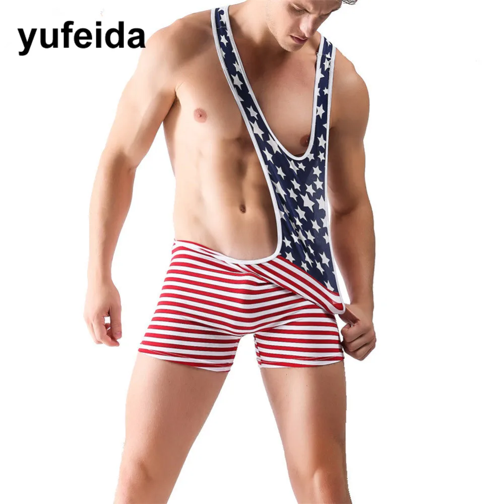 

Yufeida Men's Undershirts Sexy Bodysuit Leotard Wrestling Singlet Underwear Vest Jumpsuits Male Gay Dance Clubwear Boxers Pouch