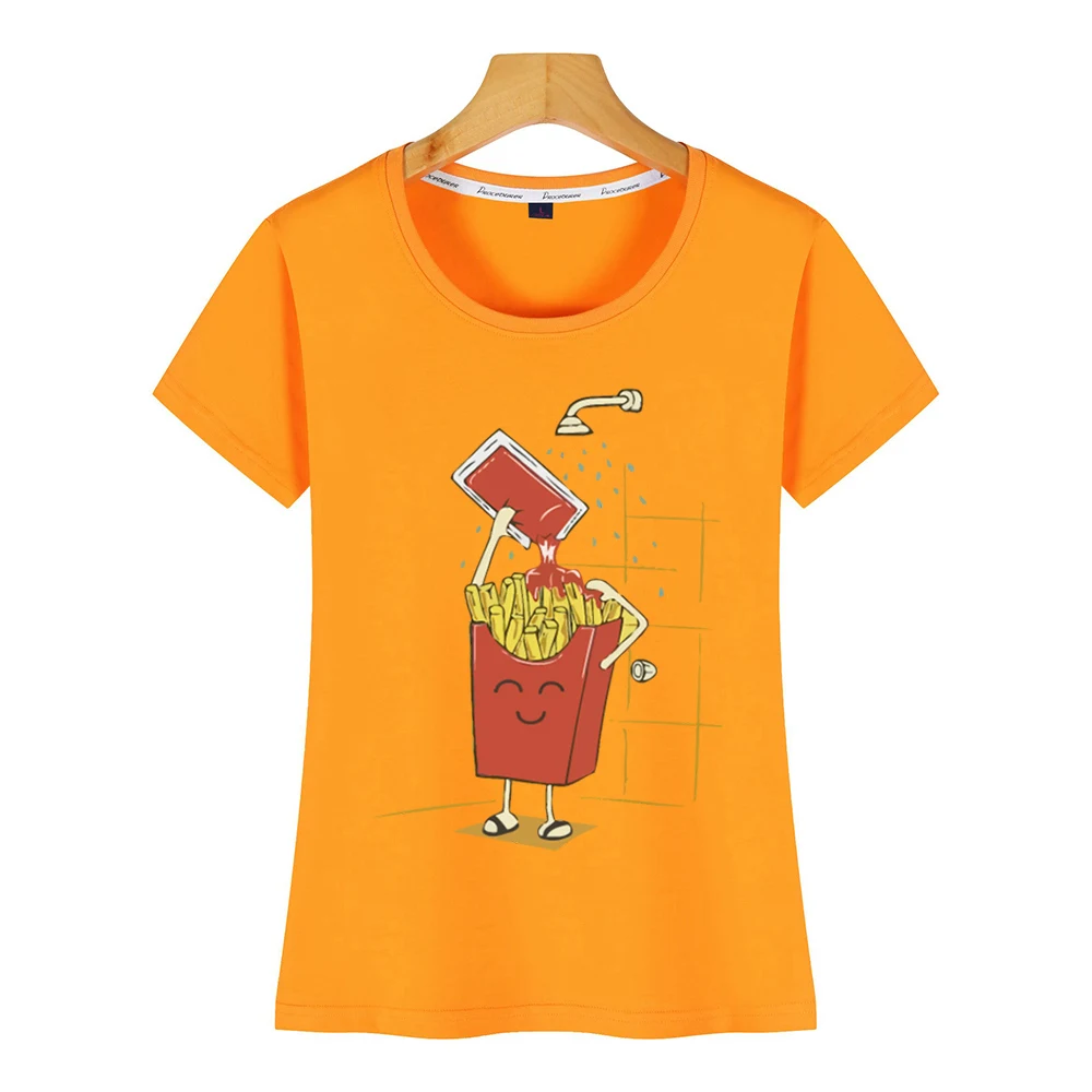 Женская футболка с забавным рисунком картофеля фри и кетчупом винтажная женская