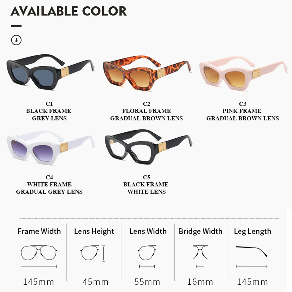 

2021 New Fashion Small Oval Cat Eye Sunglasses For Women Vintage Pink Black Gradient Brown Sun Glasses Female Chic Shades Men