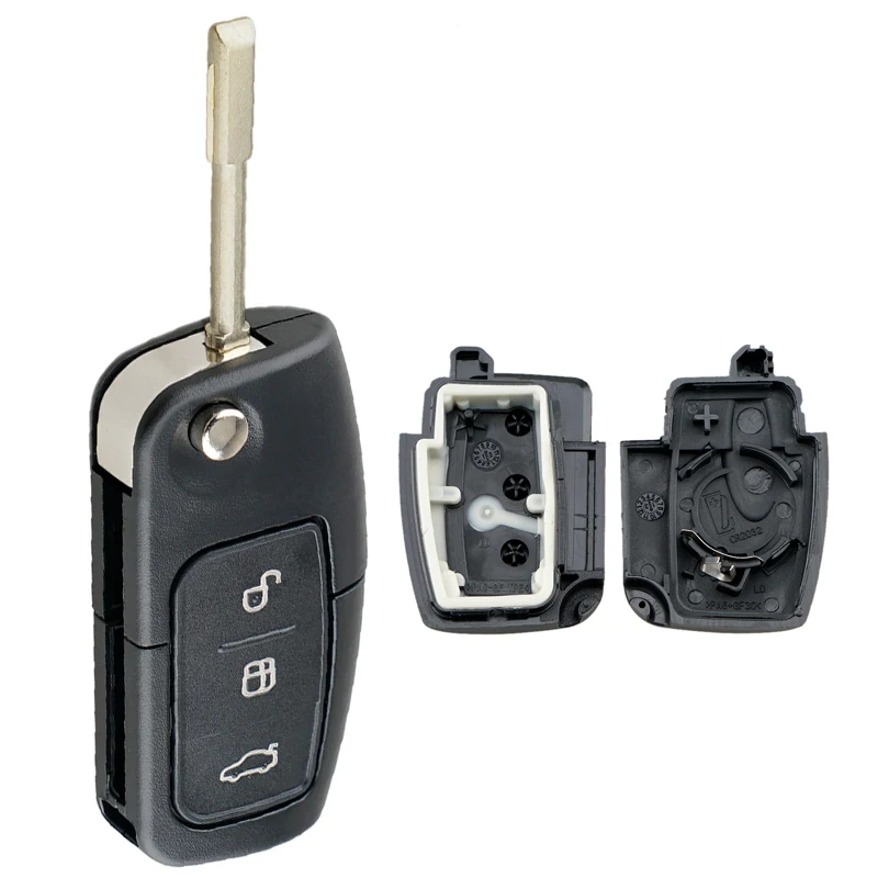 

3 Buttons Car Key Fob Case Shell Flip Folding Remote Cover w/ Blade Fit for Ford