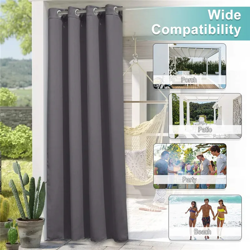 

Solid Colors Outdoor Curtains Patio Waterproof Drapery Windproof Blackout Window Curtains For Drapes Porch Gazebo Curtain Panels