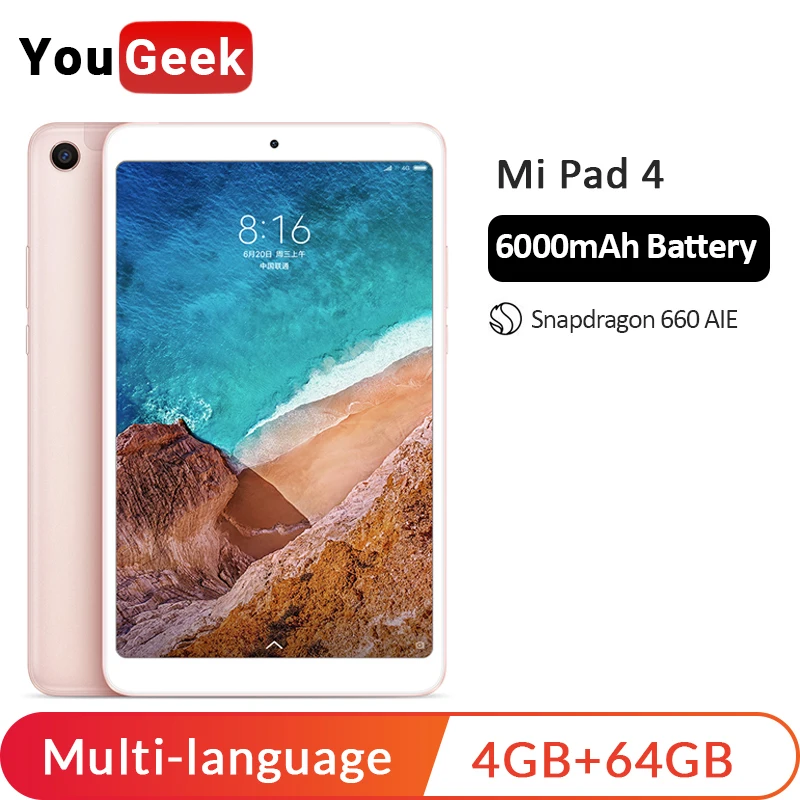 Xiaomi Mi Pad 4 MiPad LTE WIFI OTG 8 &quotПланшеты Гб 64 ПК Snapdragon 660 Octa Core 6000 мАч батарея 13 МП Bluetooth 5 0