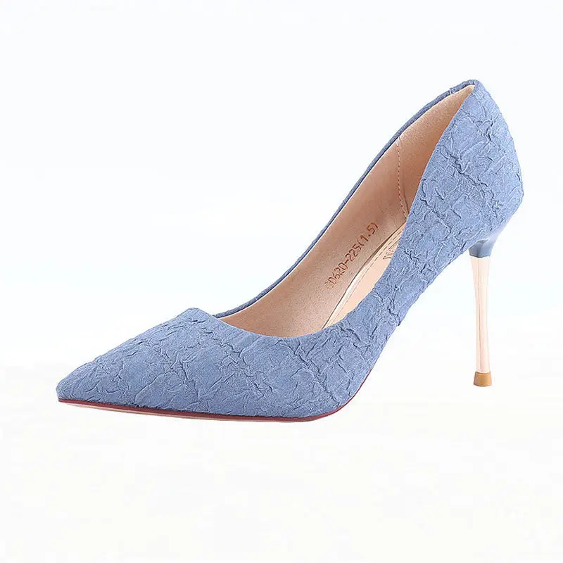 

Женская обувь Синие туфли каблук Модные пикантные женские туфли на высоких каблуках; Женская Офисная обувь; Обувь для женщин, свадебные туф...