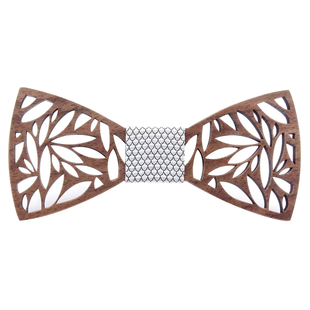 Регулируемый мужской Пейсли полый резной деревянный бабочка Карманный платок