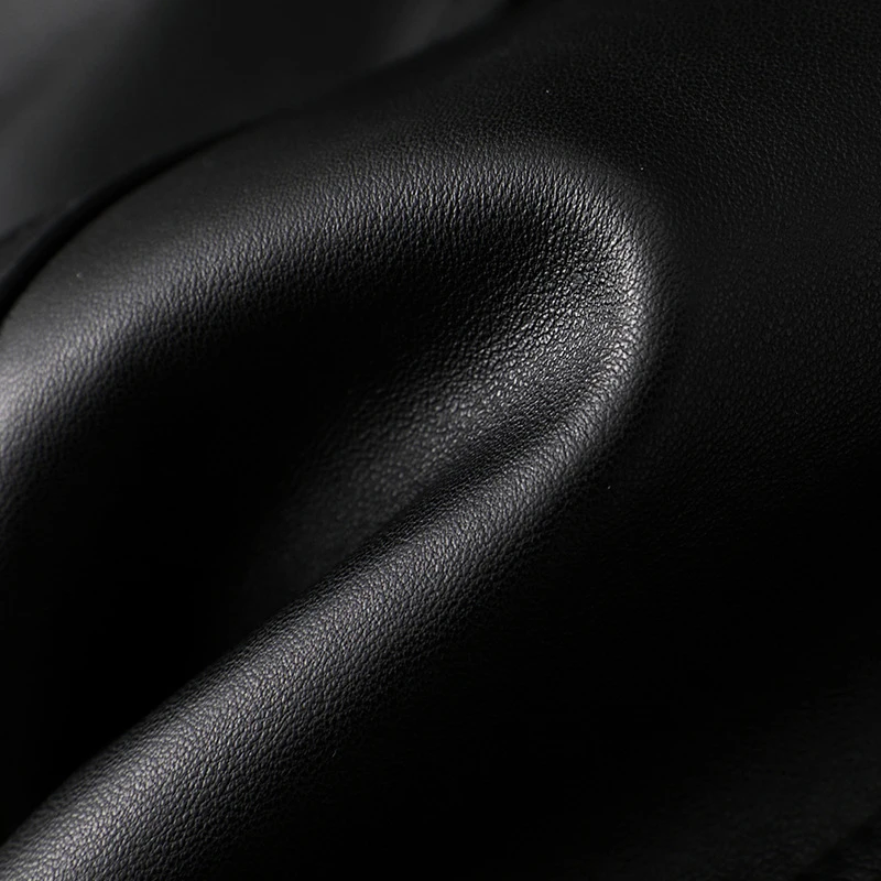 

Real Female Lace Up Leather Short Coat Motorcycle Black Slim Genuine Leather Jacket Women Autumn Winter Warm Sheepskin Outwear