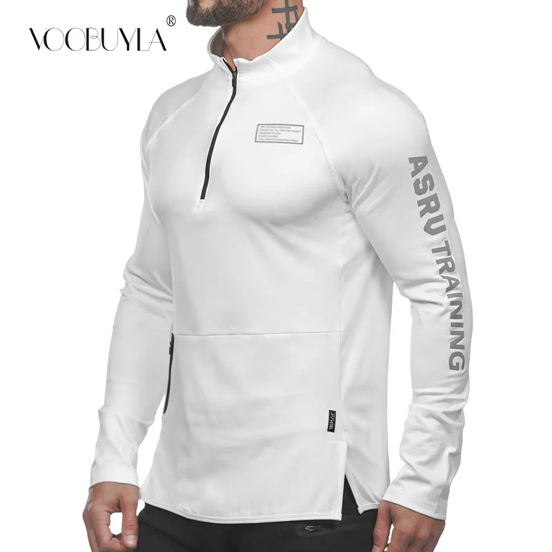 Voobuyla мужская куртка для бега Спортивная Фитнес с длинными рукавами на молнии