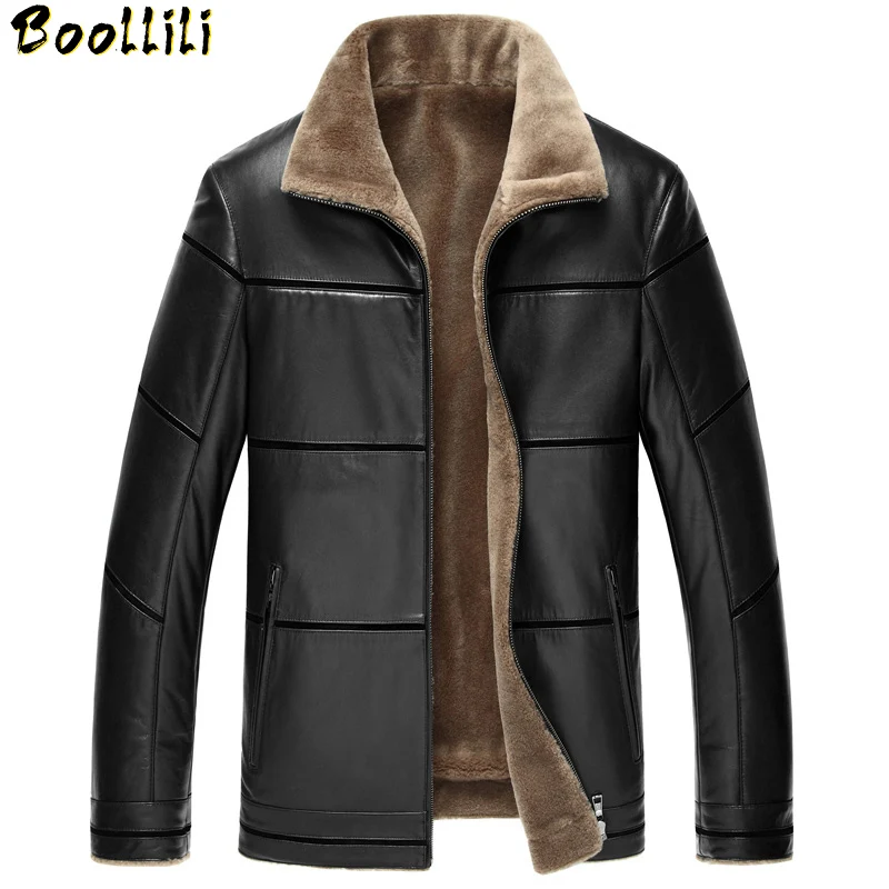 

Leather Jacket 2023 Men Warm Thick Plus Velvet Lining Sheepskin Faux Leather Jacket Loose Chaquetas De Couro Plus Size 8XL