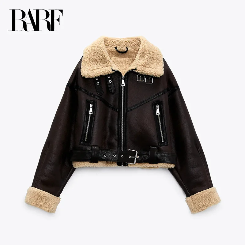 

New 2021 Winter Jacket Women Thick Faux Leather Jacket Women Coat Warm Lamb Biker Coat Female Casual Belt Outwear Ladies