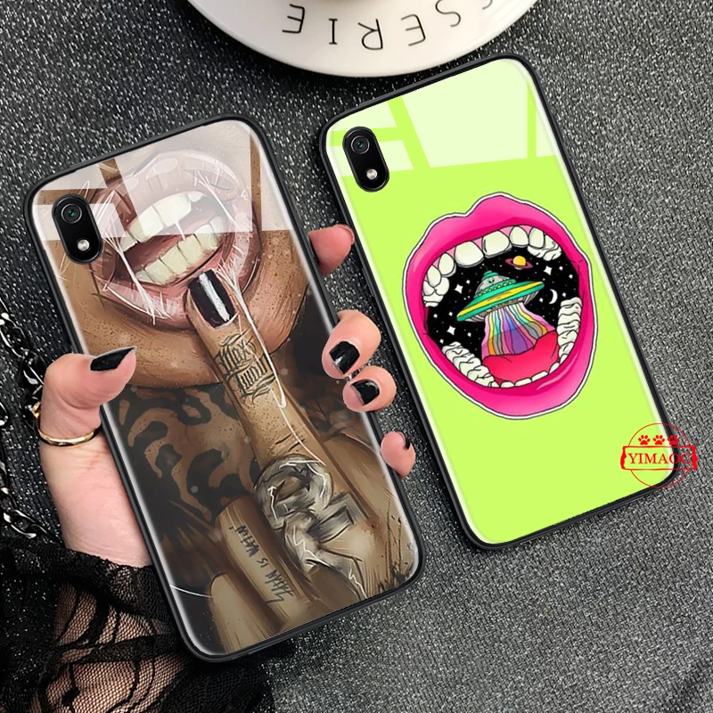 Платье для девочек с принтом Красной чехол поцелуем губ Стекло Xiaomi 8 Lite 9 A1 A2 5X 6X F1