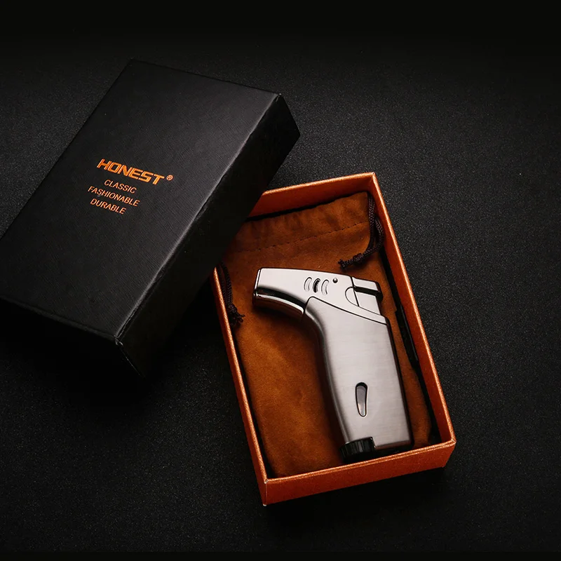 

Lighter filled with butane gas, windproof welding torch, outdoor barbecue, high temperature direct cigar lamp