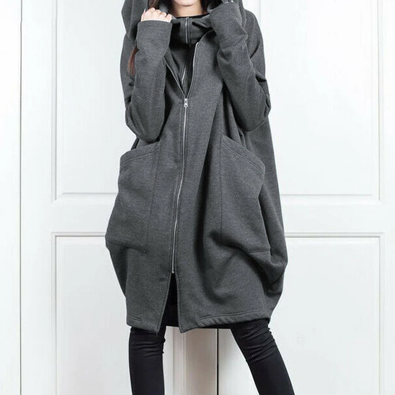 

Oversized Hoodie Women Zipper Long Sleeve High Neck Hooded Sweatshirts Loose Print Zip-up Hoodies Sports Tops Winter Jacket Coat