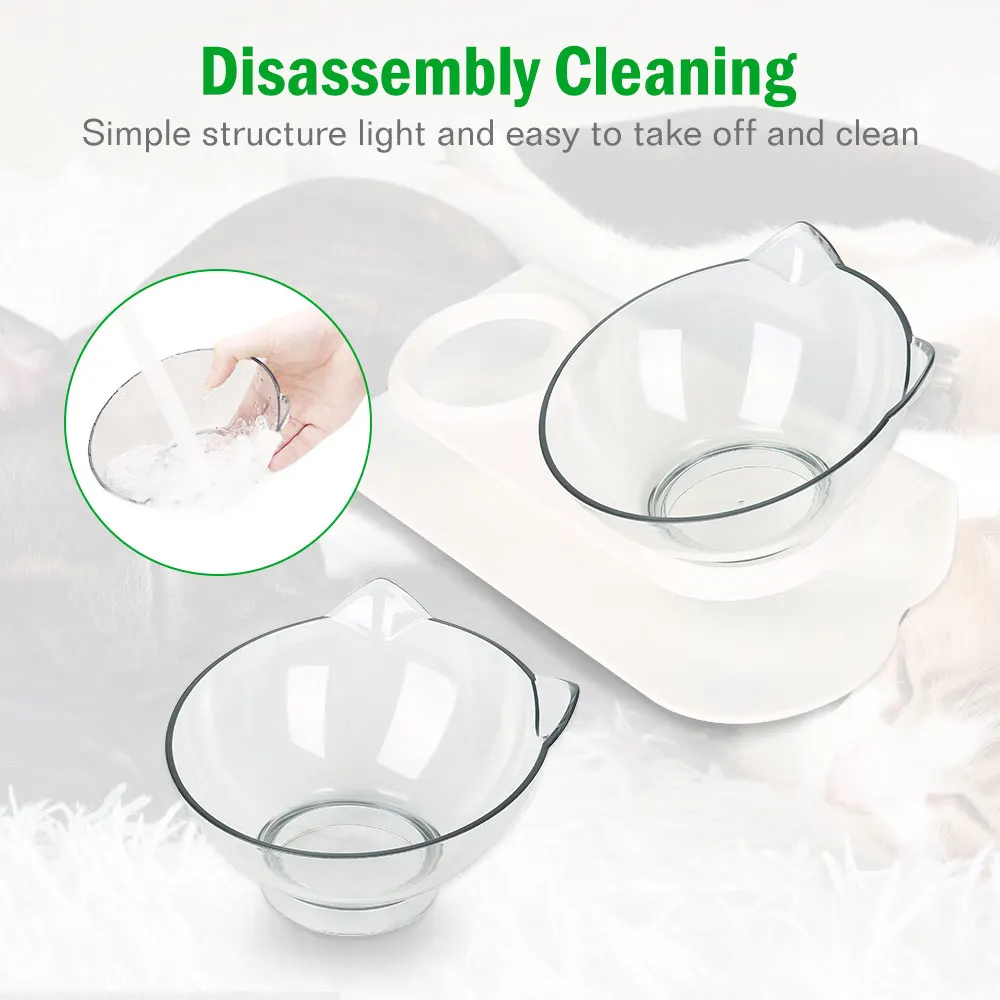 

Non-slip Double Cat Bowl With Raised Stand Pet Food Feeder for Cats Dogs Feeding Accessories Drinking Water Supplies 15C Design