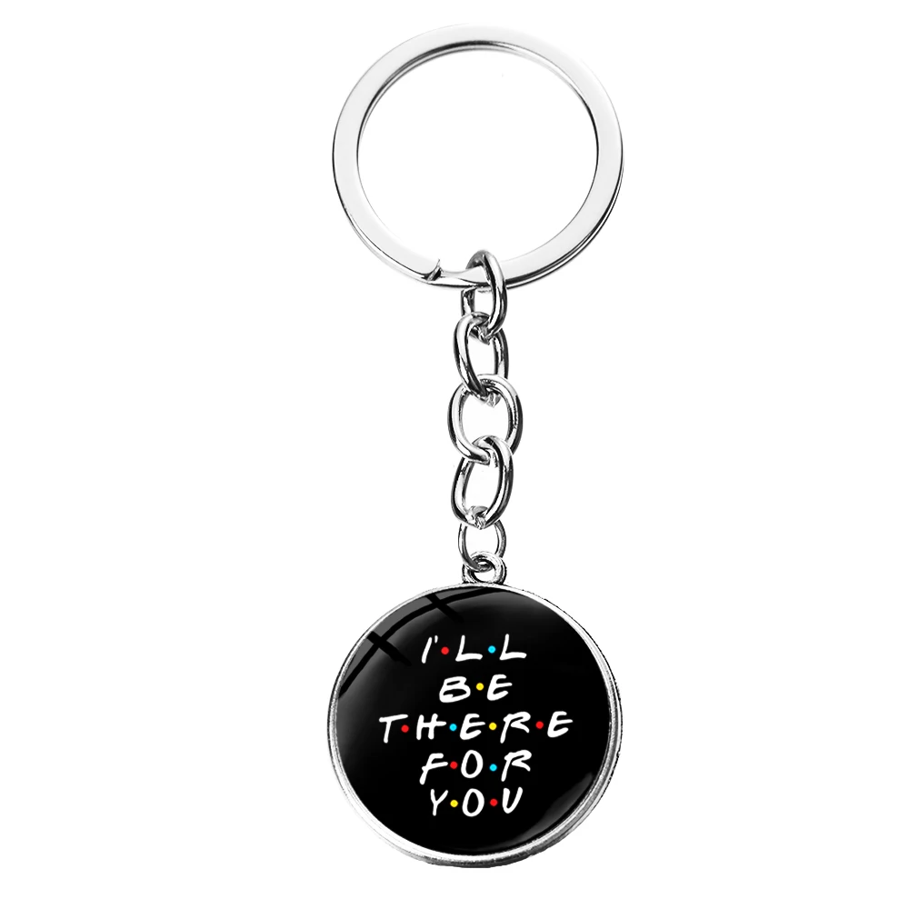 SONGDA Newest Friends TV Show Keychain 25th Anniversary Series Cartoon Fun Pattern Glass Dome Pendant Key Chain for Good Friend