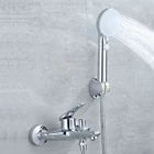 Смеситель для душа для ванны, серебристыйхромированный латунный настенный смеситель для душа для ванной комнаты, наборы насадок для душа из АБС-пластика, смеситель для ванной комнаты