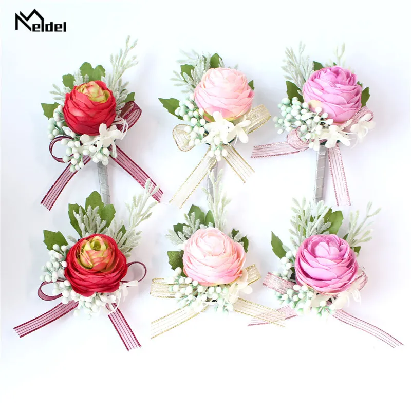 Meldel бутоньерка мужской свадебный браслет для подружек невесты шелковые розы
