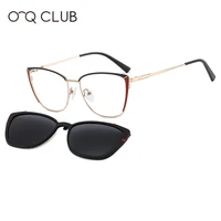 o q club cat eye women sunglasses myopia prescription glasses frames 2 in 1 magnetic clip on polarized eyeglasses b23110