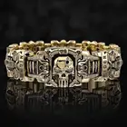 Для мужчин в стиле панк-рок кольцо с черепом модные готические высокие вязаные Стиль вечерние ювелирные изделия с золотыми черепами кольцо в стиле локомотив