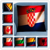 country flag soft short plush cushion cover pillow case for home sofa car decor pillowcase car geometric country flag45x45cm
