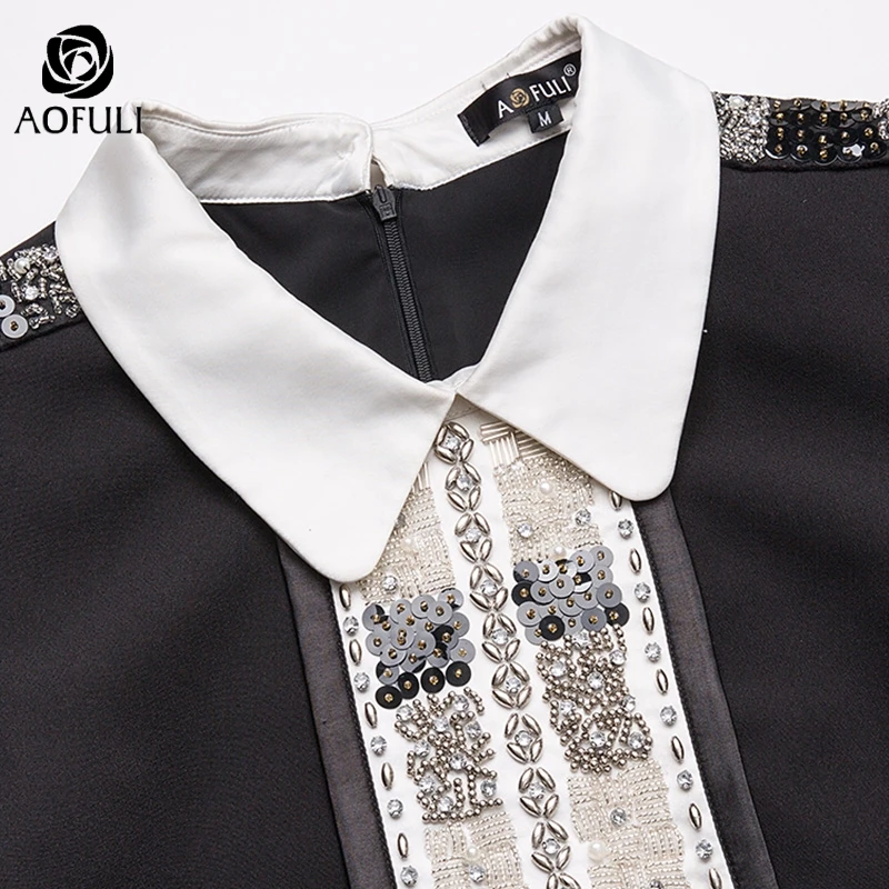 L/2XL/3XL английское шикарное женское короткое платье с бисером зимнее длинным
