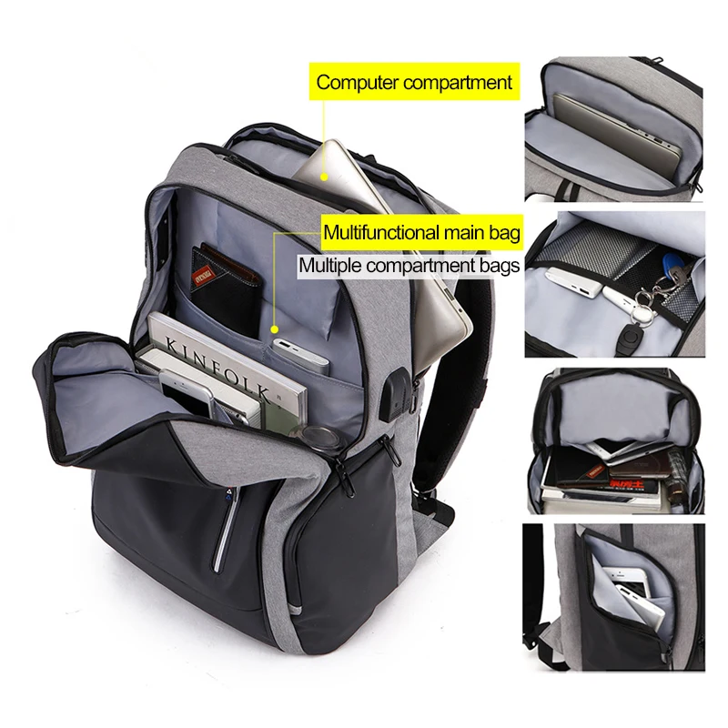 Бизнес большой емкости мужские рюкзаки модные путешествия Usb зарядка