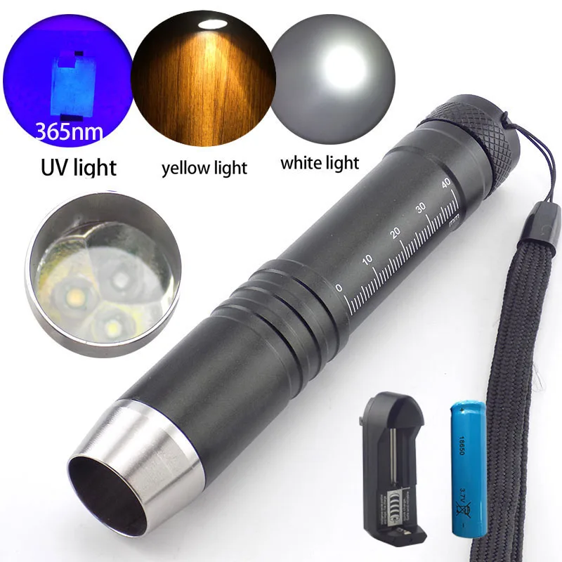 Высокая мощность УФ 365nm светодиодный светильник вспышка флуоресцентный черный