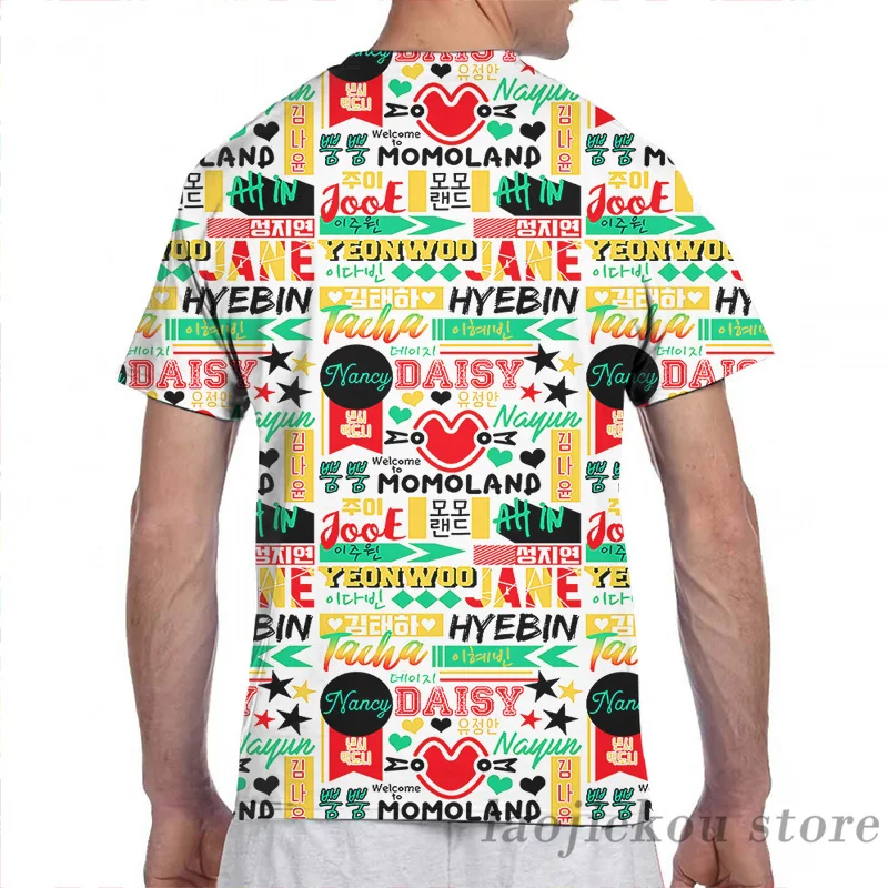 Футболка Momoland с коллажем для мужчин и женщин модная тенниска принтом по всей