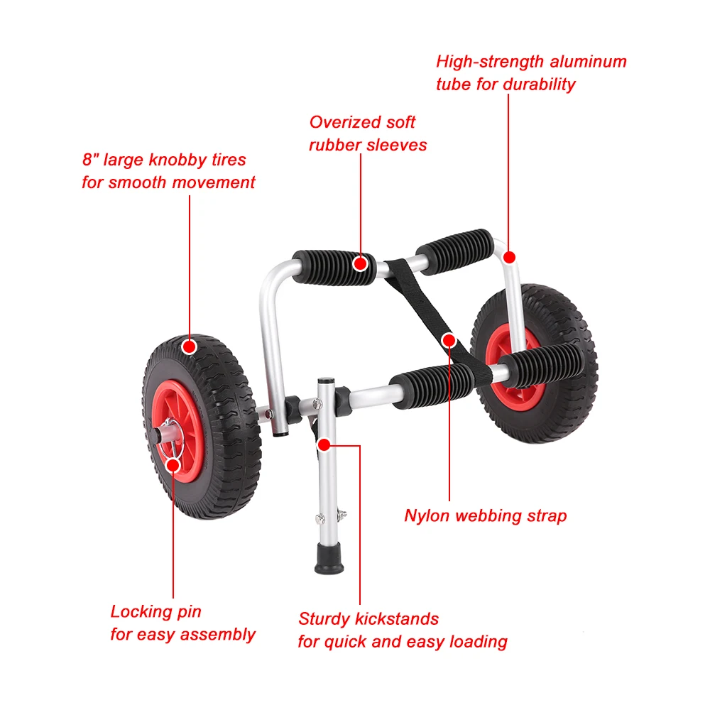 Trolley Lightweight Foldable Boat Kayak Carrier Canoe Dolly Tote Transport Trailer Cart Removable Wheels Aluminum Rubber | Спорт и