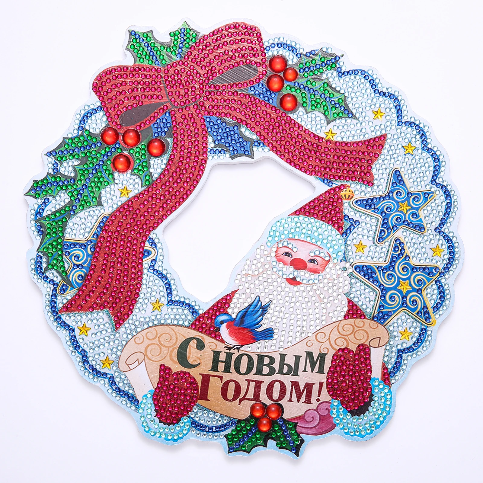 

DIY Christmas Santa Diamond Painting Wreath for Door Window Wholesale Diamond Embroidery Craft for Wall Window Decoration