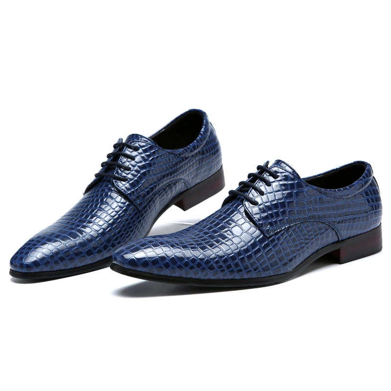 Мужские модельные туфли с острым носком на весну и осень 2019 дышащие синие