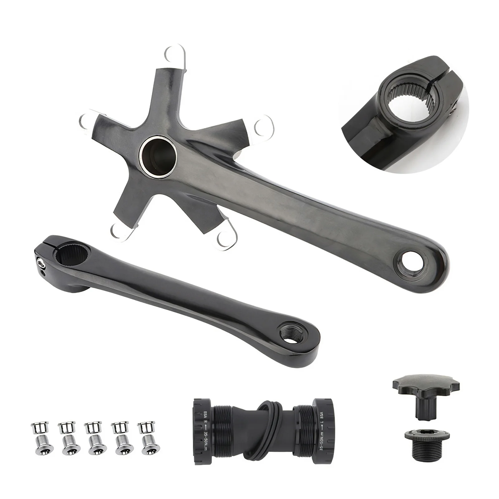 

130 BCD Bike Crank Set with Crank Chainring Bottom Bracket Compatible with Single/Dual Crankset Mountain Bike Road Bike Parts
