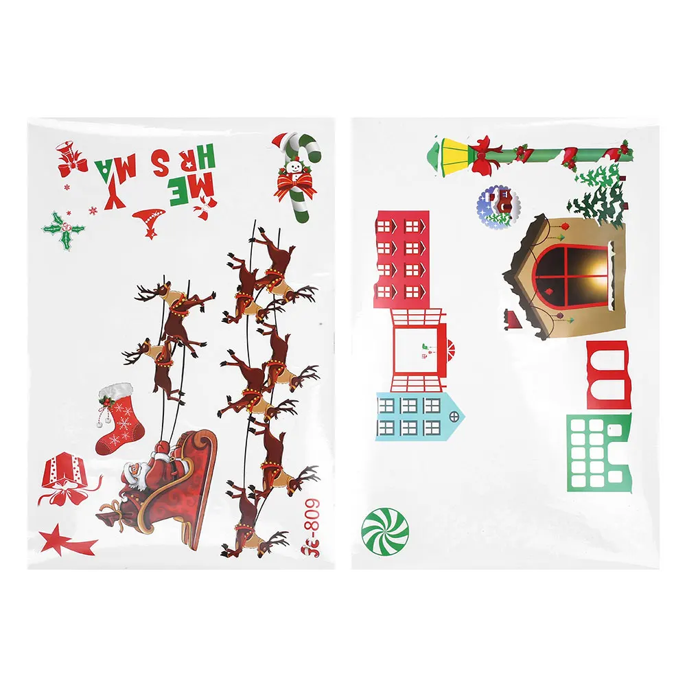 2pcs PVC Christmas Removable Decorative Window Sticker Wall Decals Home Decor | Дом и сад