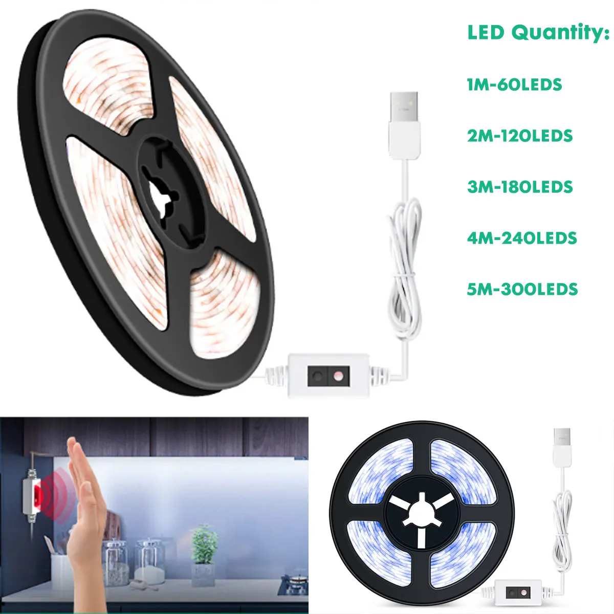

1/2/3/4/5m 5V Waterproof Lamp LED Backlight TV Kitchen USB Motion Sensor LED Strip Light Wardrobe Closet kitchen led light lamp