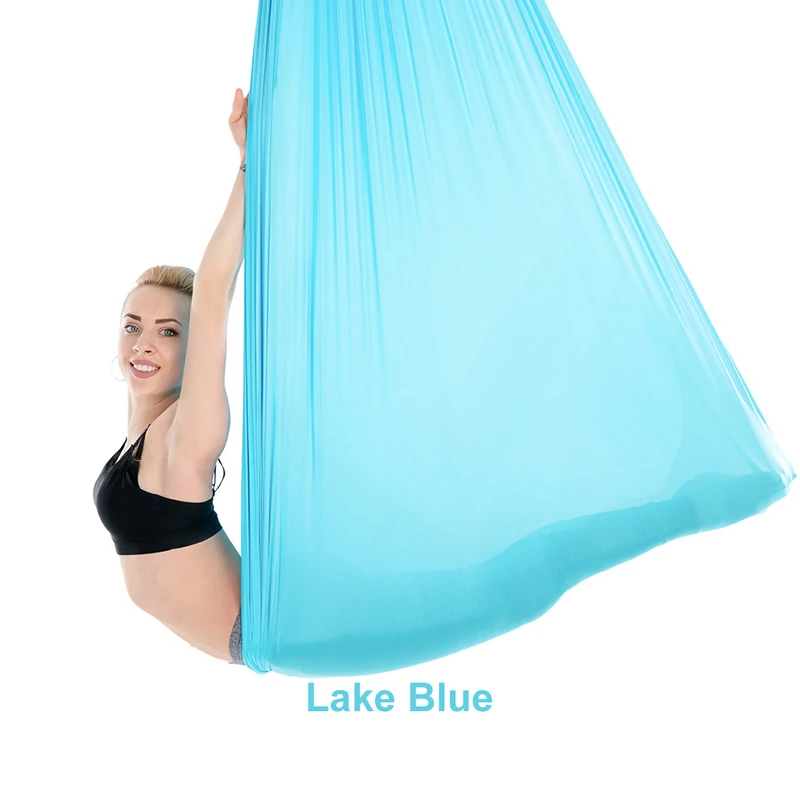 lake blue 5 м воздушный антигравитационный гамак для йоги, пилатеса, Шелковый комплект для йоги, качели с удлинителем, ремни, цепочка с ромашками, зажим-карабин - Цвет: lake blue