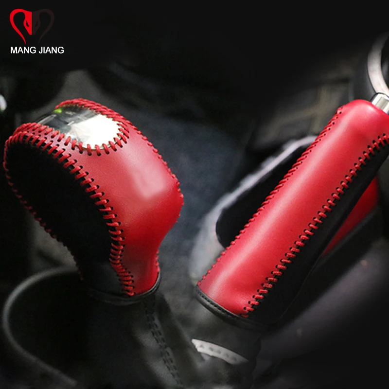 

New high quality Gear shift Handbrake Protective layer leather case cover for mini cooper F55 F56 car-styling protection 1pcs