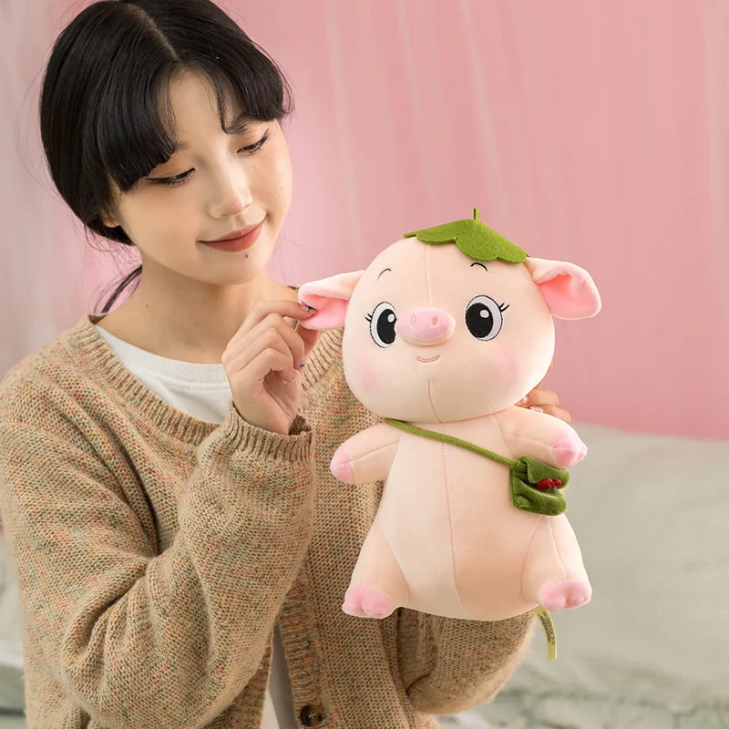 Новый мягкий розовый лук свинка плюшевая игрушка высокое качество лотос лист