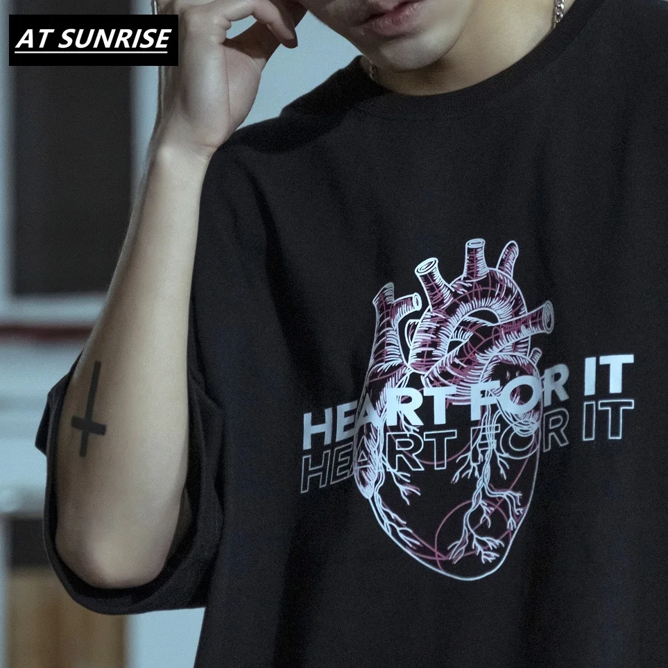 Белые Повседневные футболки для мужчин с принтом букв и сердца мужские хип-хоп