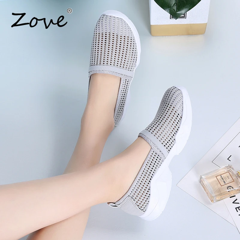 Женские лоферы на плоской подошве ZOVE легкие повседневные сетчатые кроссовки без