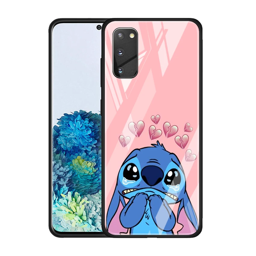 Stitch cute cartoon for Samsung Galaxy S20 FE Ultra Note 20 S10 Lite S9 S8 Plus Luxury Tempered Glass Phone Case Cover