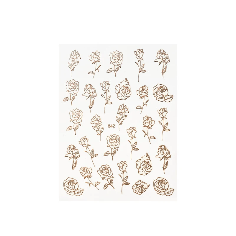 1 шт. ажурная наклейка в виде розы аксессуары для дизайна ногтей лазерная