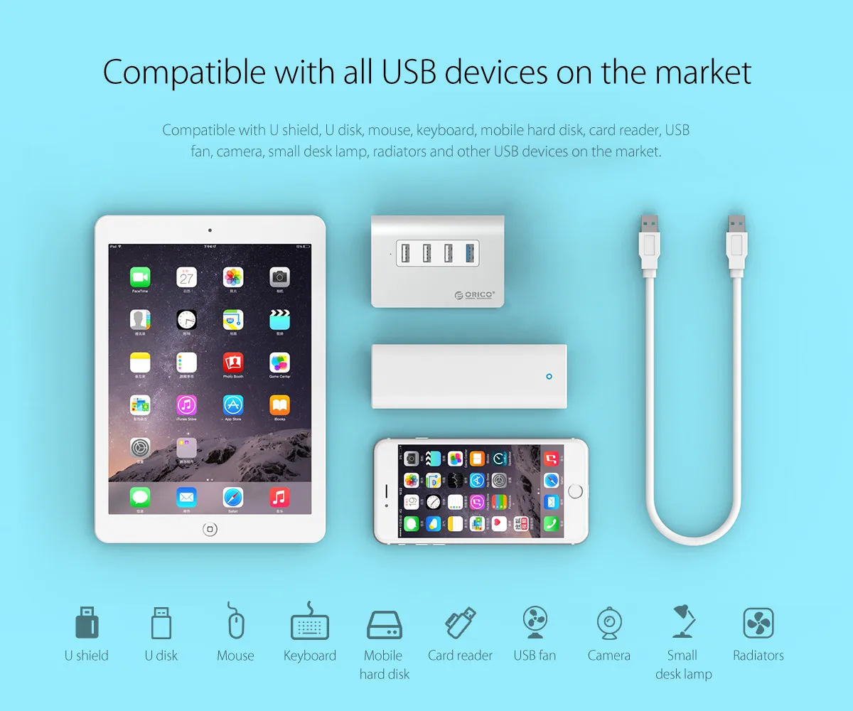 ORICO Micro usb-хаб высокоскоростной 4 порта usb-хаб адаптер-удлинитель USB разветвитель интерфейс питания для ПК Компьютерные аксессуары