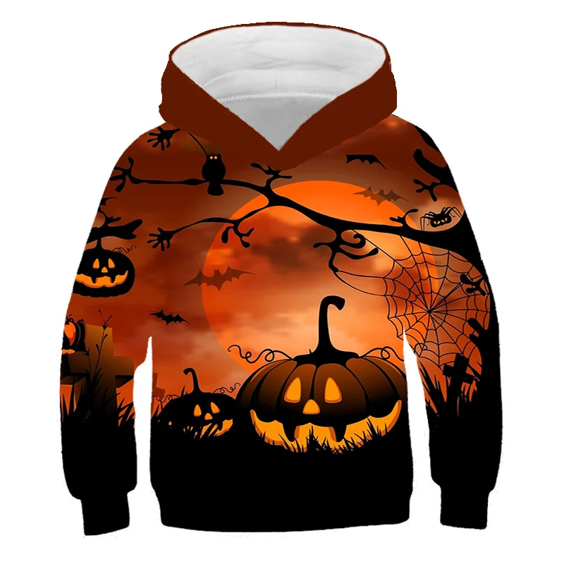 

2021 Kids 3D Hoodie Halloween Sweatshirt Long Sleeve Children Cloth Boys/Girl on Cool Tops 4-14T