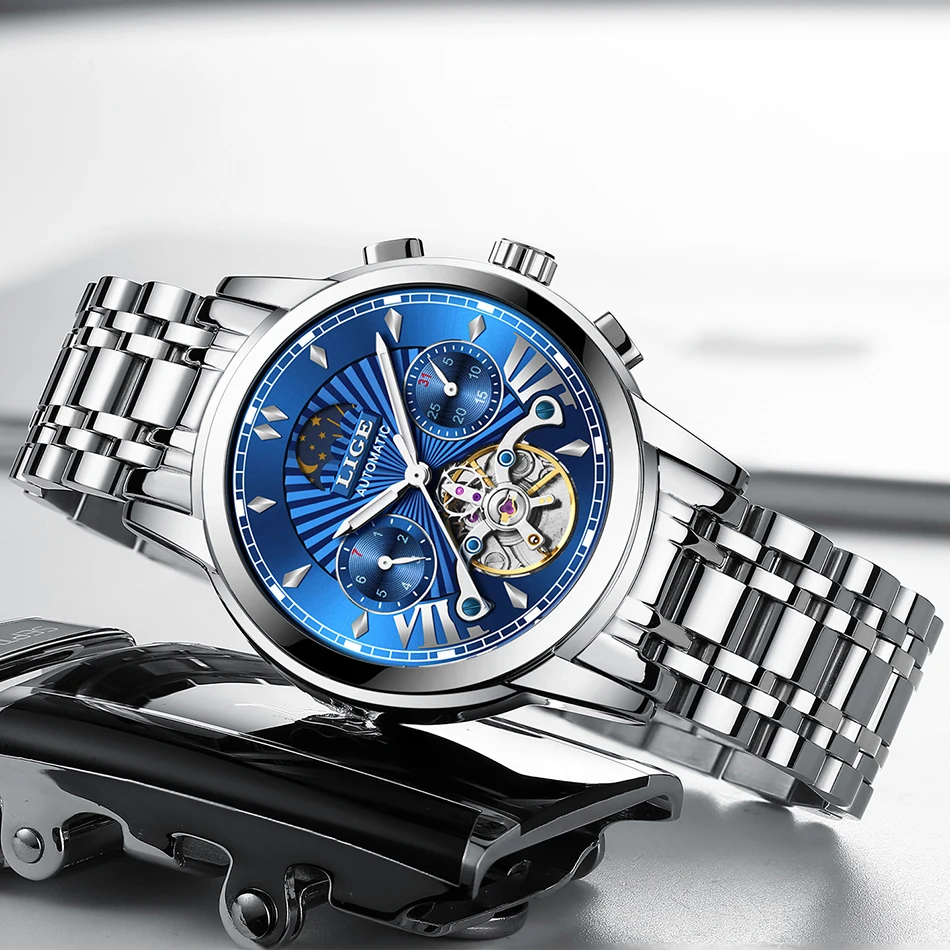 Montre Homme LIGE мужские s часы Топ люксовый бренд мода Tourbillon автоматические механические часы мужские водонепроницаемые часы со скелетом